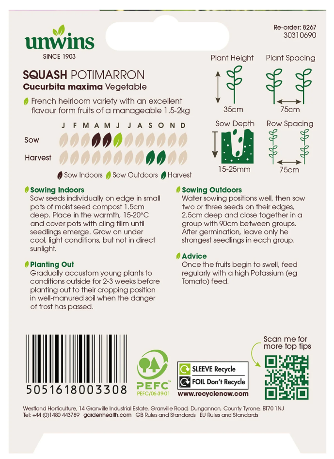 Unwins Squash Potimarron Seeds