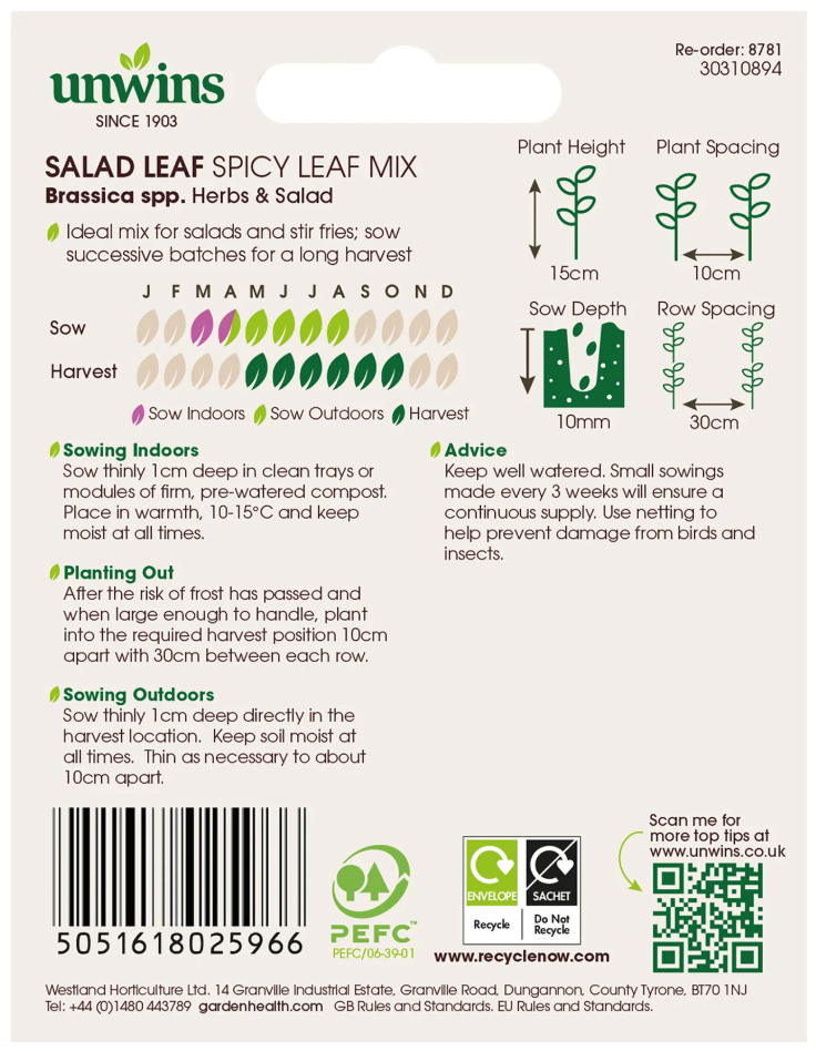 Unwins Salad Leaf Spicy Leaf Mix Seeds