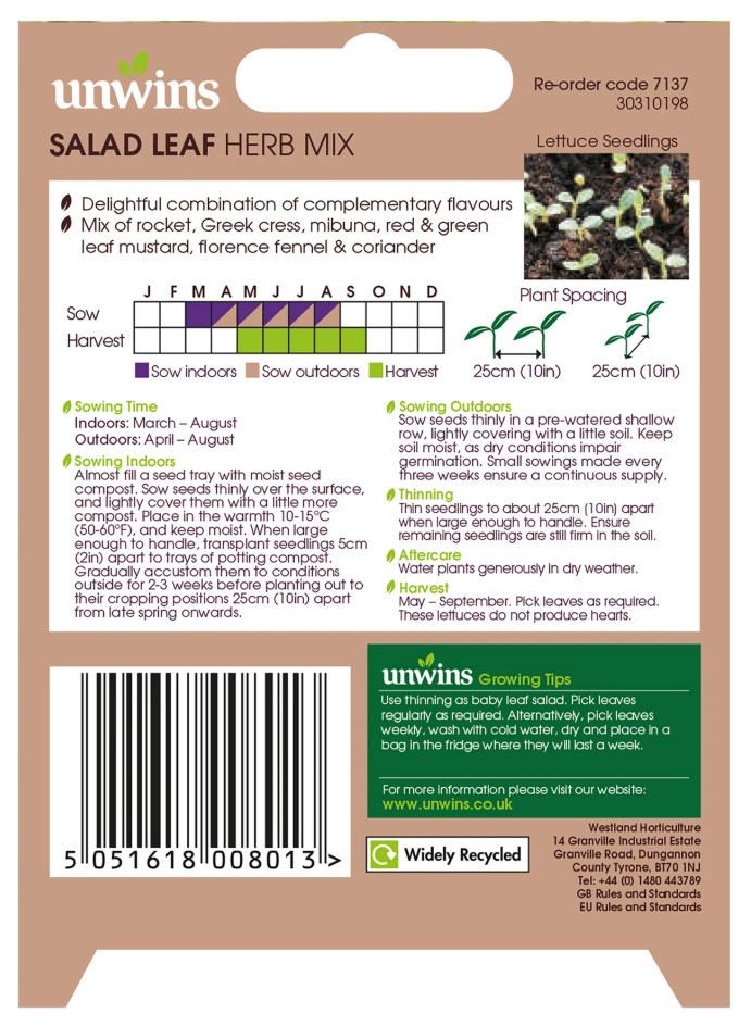 Unwins Salad Leaf Herb Mix Seeds