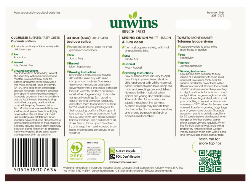 Unwins Salad Classic Collection Pack Seeds