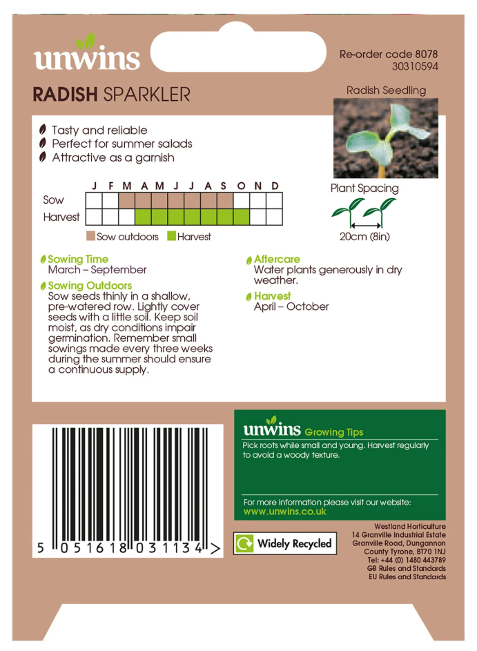 Unwins Globe Radish Sparkler Seeds