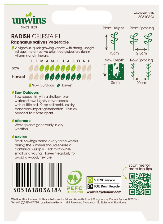 Unwins Radish Celesta F1 Seeds