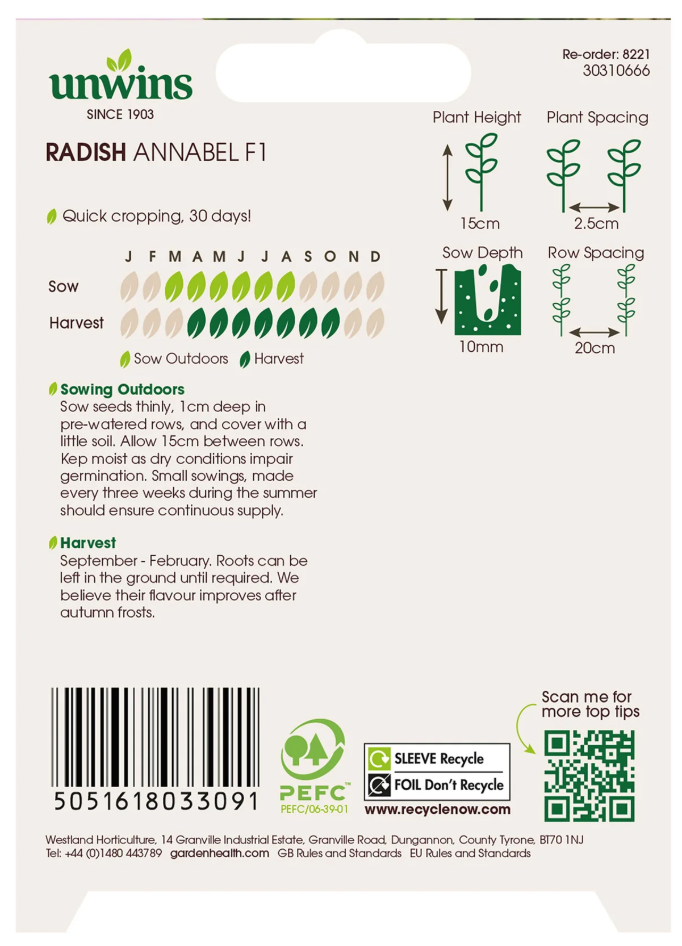 Unwins Radish Annabel F1 Seeds