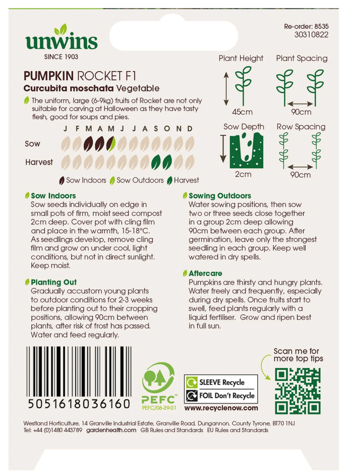 Unwins Pumpkin Rocket F1 Seeds
