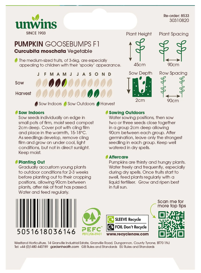 Unwins Pumpkin Goosebumps F1 Seeds