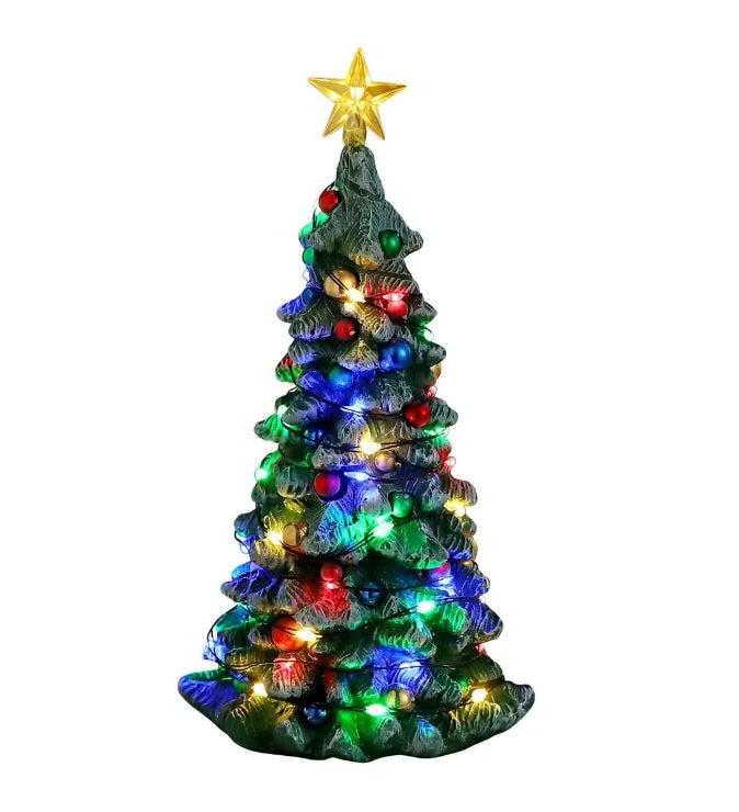 Lemax Snowy Christmas Tree Multi Coloured Light Battery Operated 34102