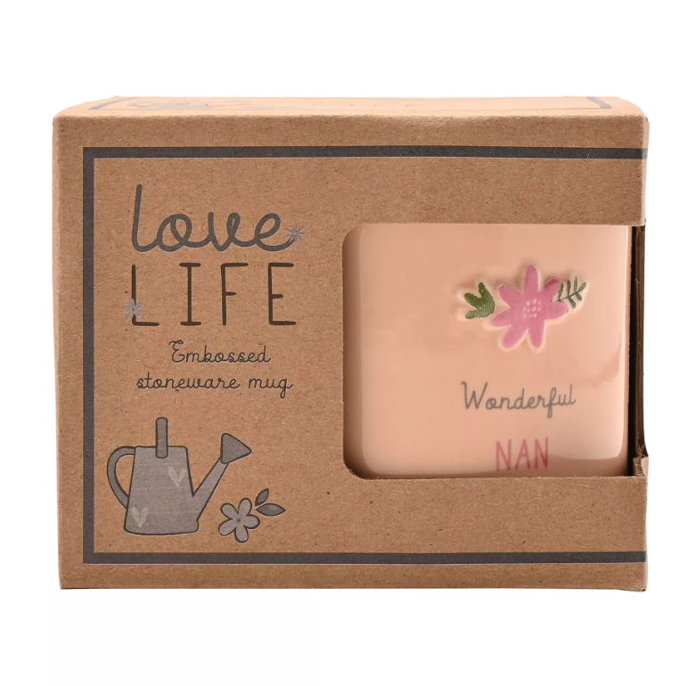 Love Life Embossed Mug - Nan