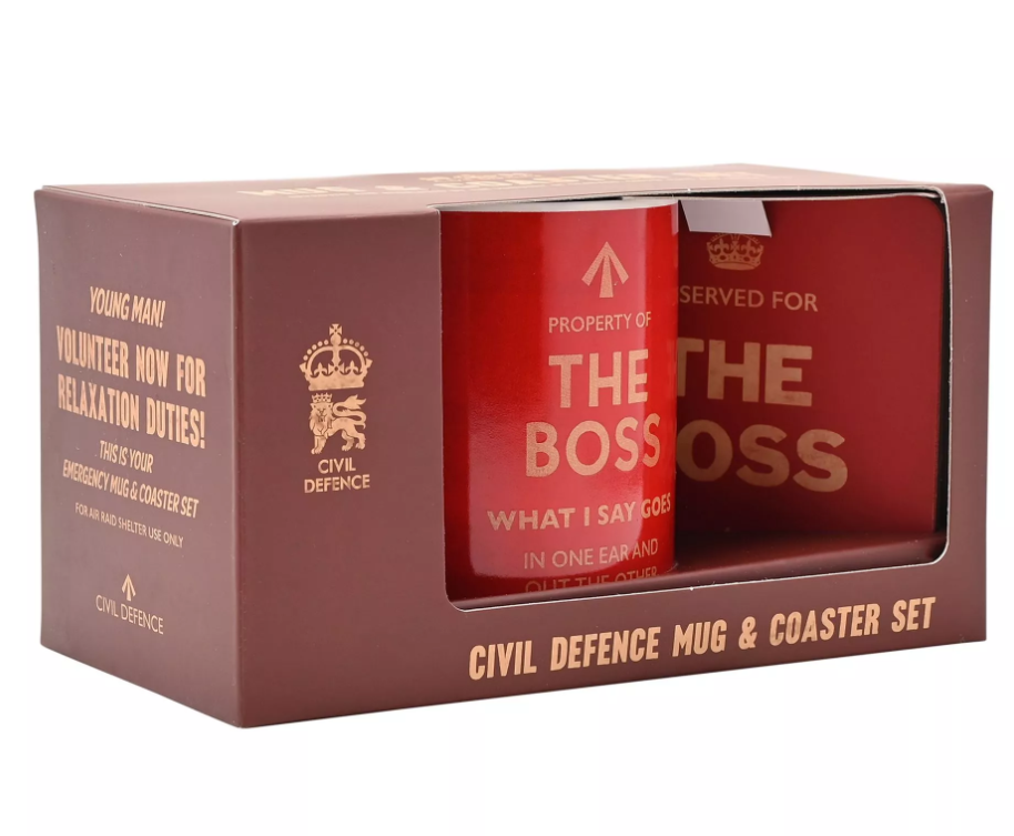 Civil Defence The Boss Mug and Coaster Set