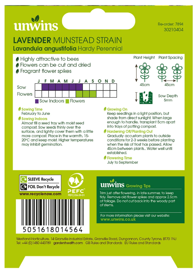 Unwins Nature's Haven Lavender Munstead Strain Seeds