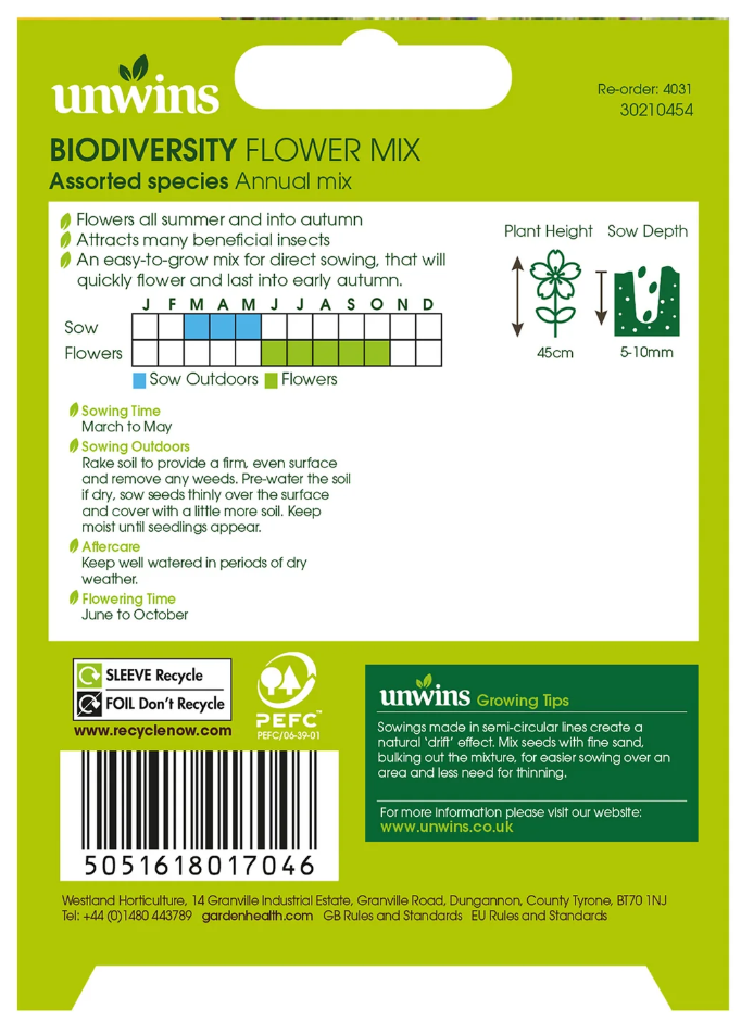 Unwins Nature's Haven Biodiversity Flower Mix Seeds