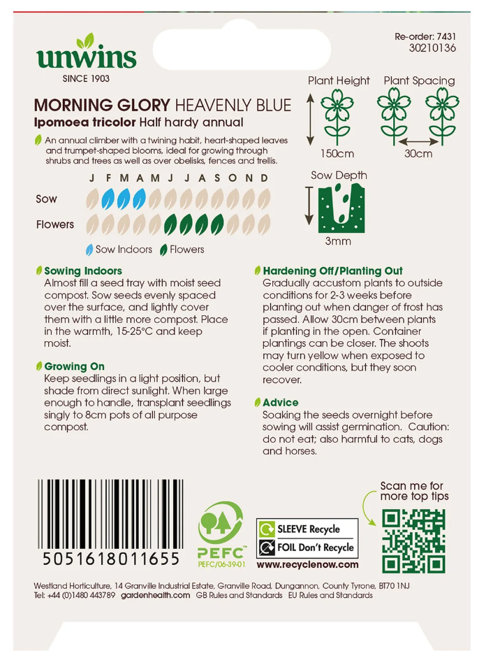 Unwins Morning Glory Heavenly Blue Seeds