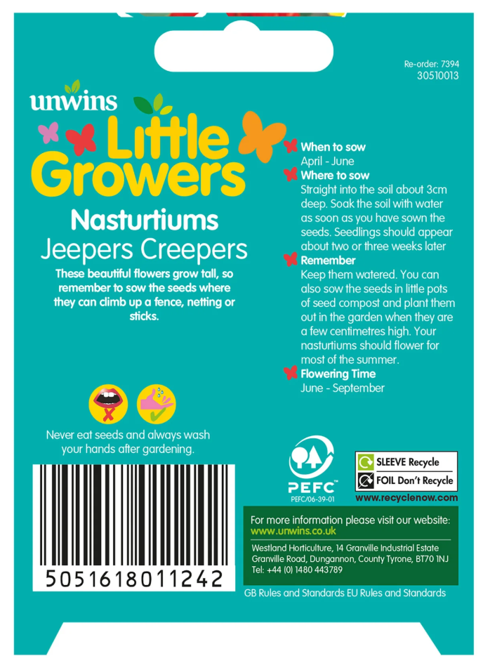 Unwins Little Growers Nasturtium Jeepers Creepers