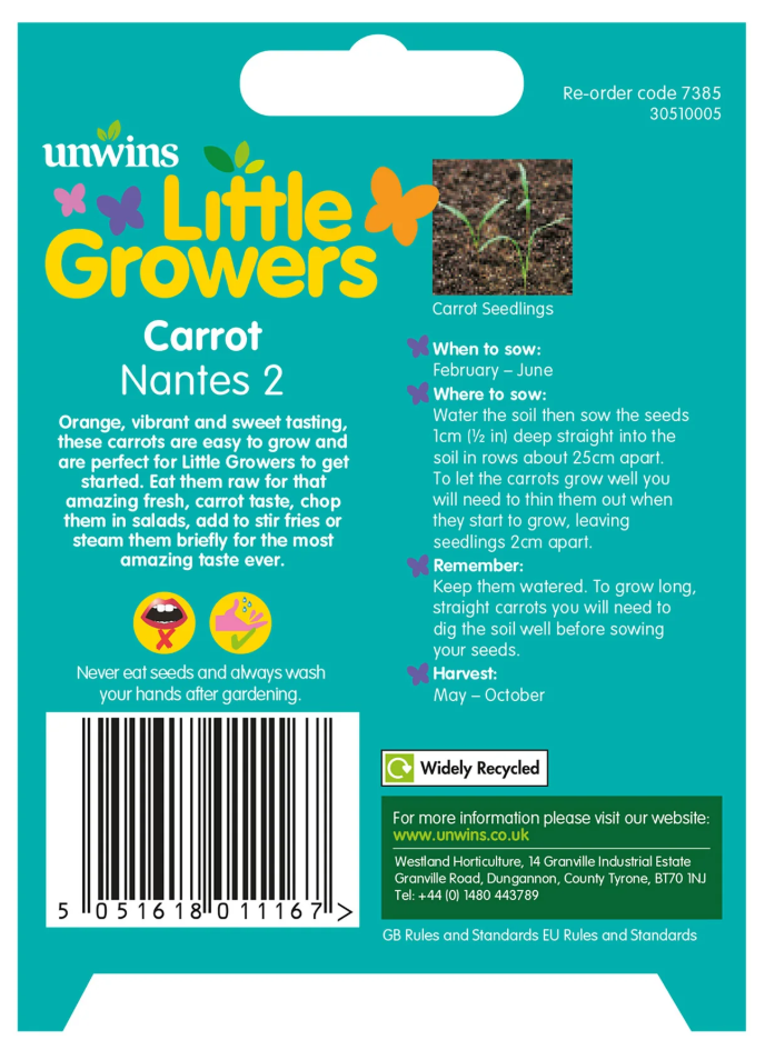 Unwins Little Growers Carrot Nantes 2