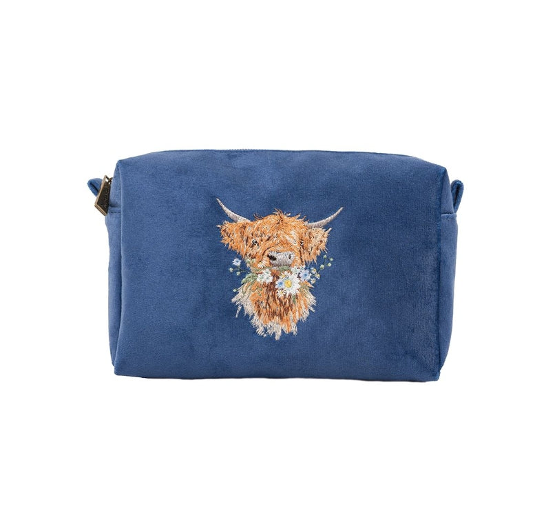 Wrendale 'Daisy Coo' Highland Cow Embroidered Make Up Bag