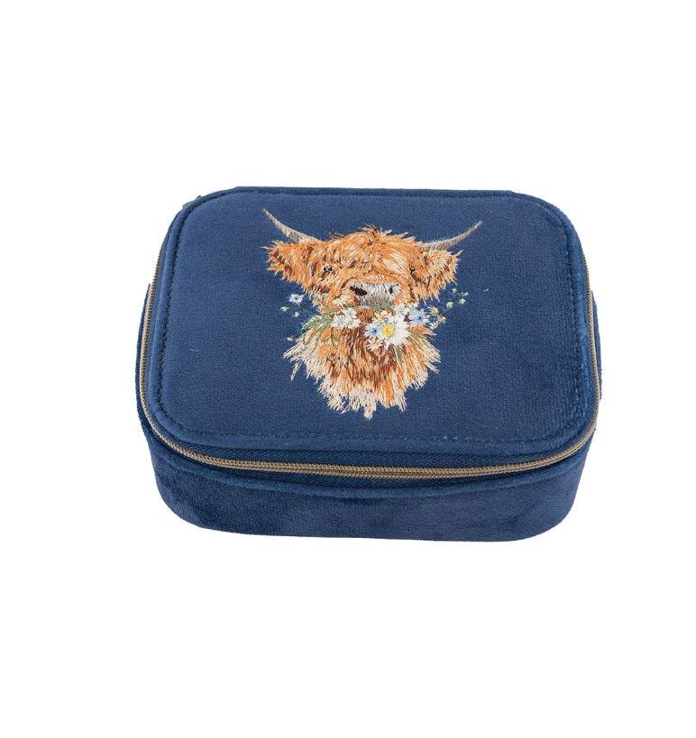 Wrendale 'Daisy Coo' Highland Cow Embroidered Accessory Case