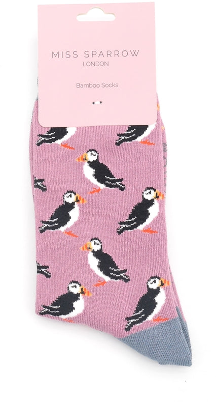 Miss Sparrow Puffins Socks Mauve