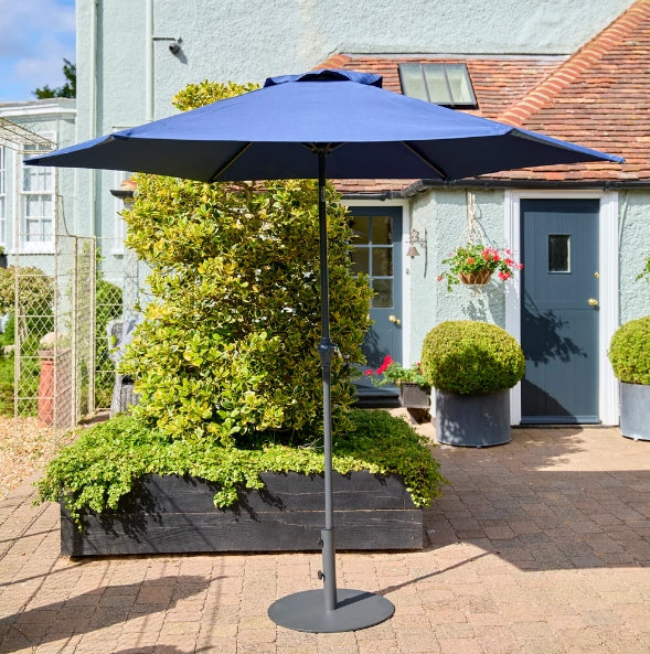 crank and tilt patio umbrella uk Leisuregrow Soleil Crank & Tilt Parasol Navy Blue