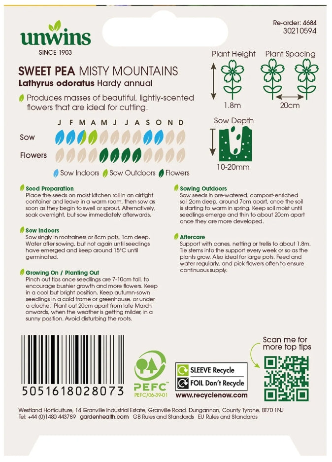 Unwins Sweet Pea Misty Mountains