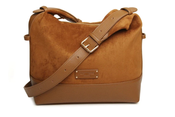 Alice Wheeler Kensington Suedette Large Crossbody Bag Fudge