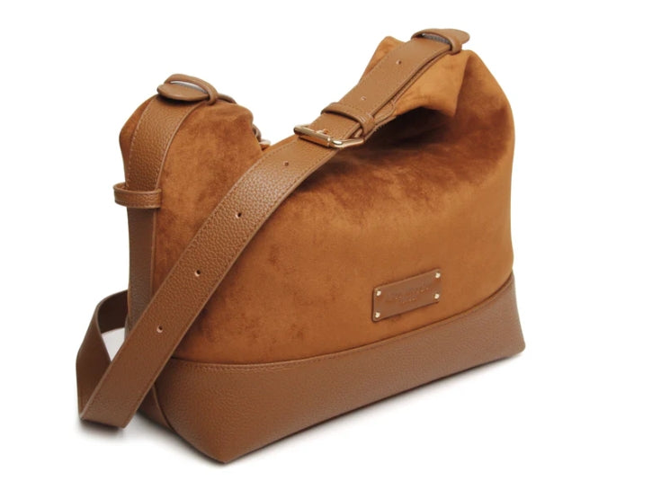 Alice Wheeler Kensington Suedette Large Crossbody Bag Fudge