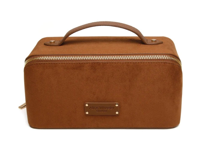 Alice Wheeler Kensington Suede Train Case Fudge