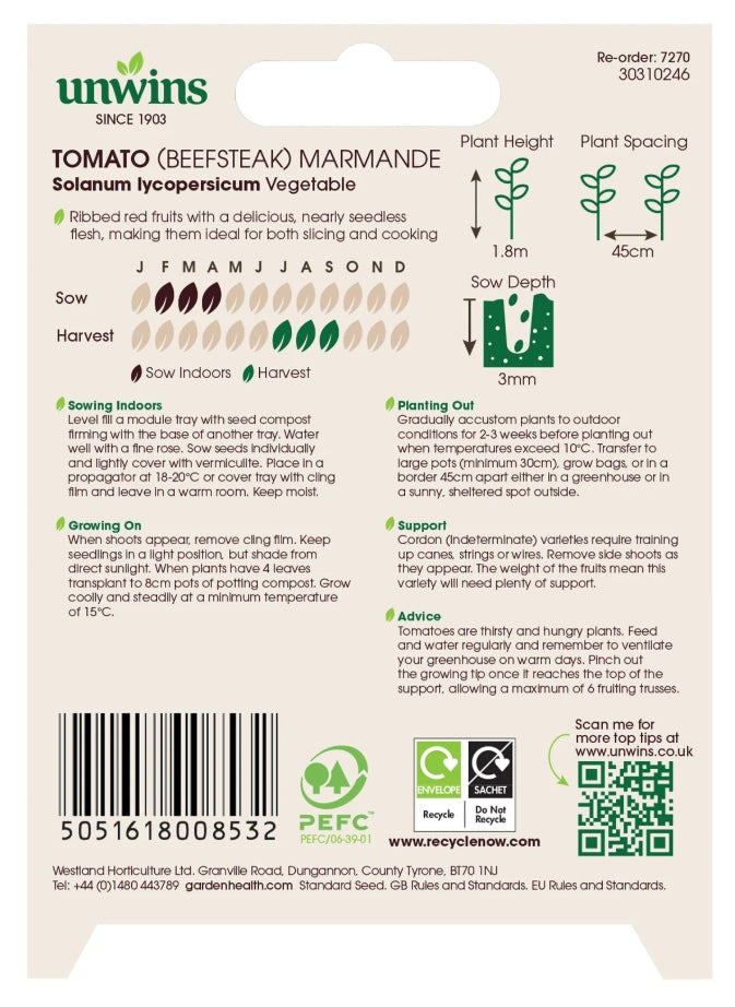 Unwins Beefsteak Tomato Marmande Seeds