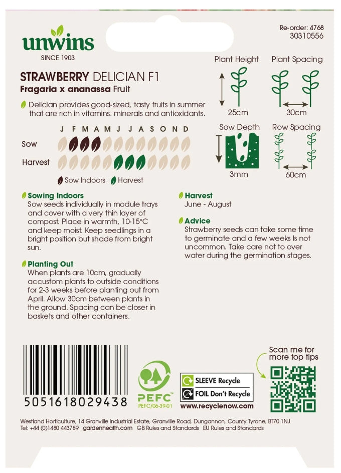Unwins Strawberry Delician F1 Seeds