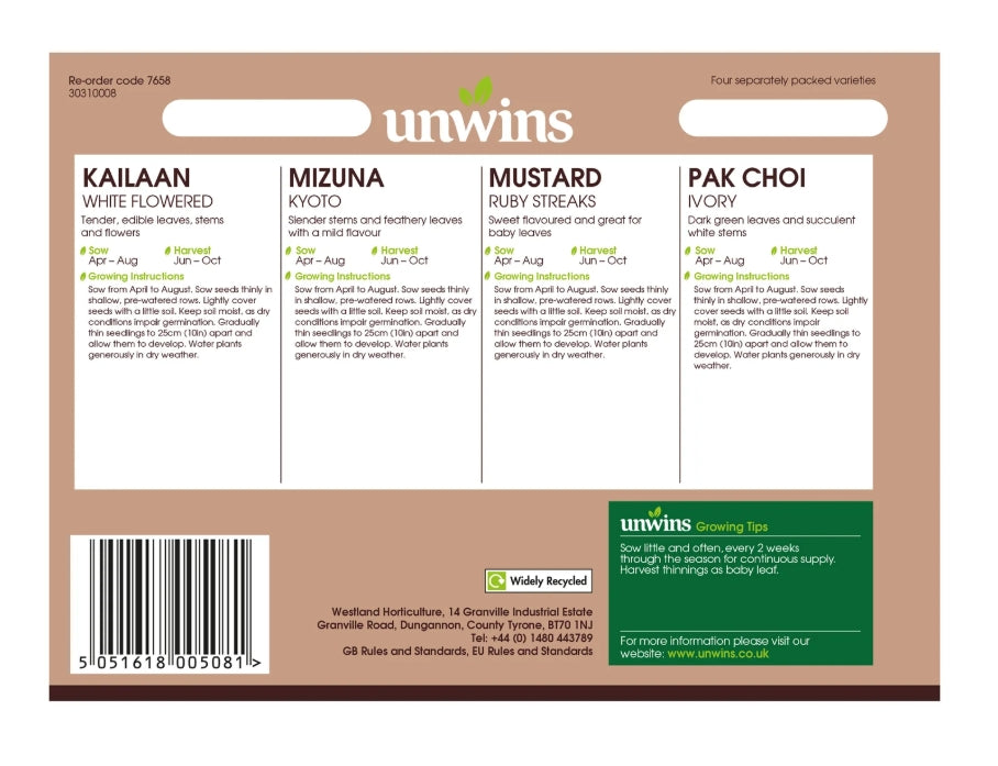 Unwins Salad Spicy Collection Pack Seeds