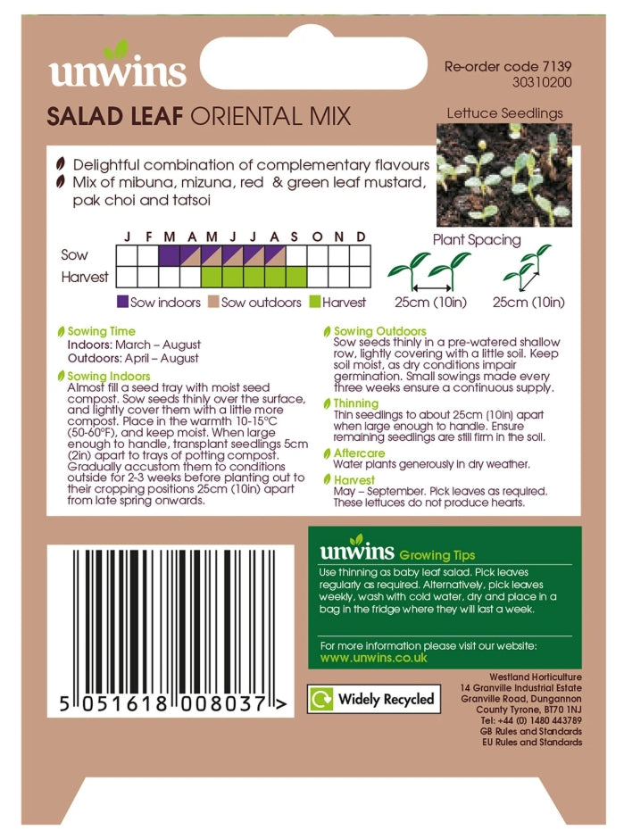 Unwins Salad Leaf Oriental Mix Seeds