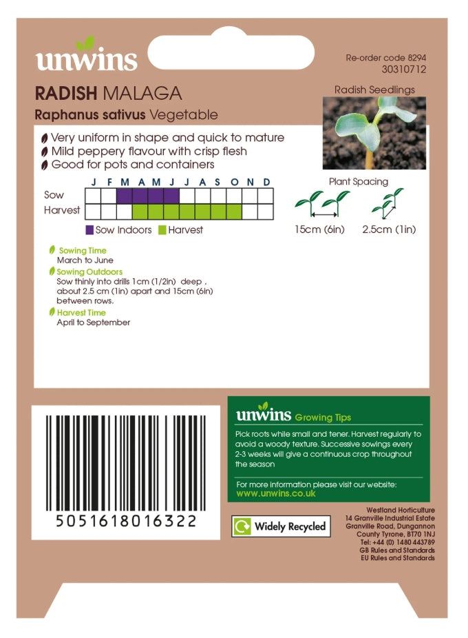 Unwins Radish Malaga Seeds