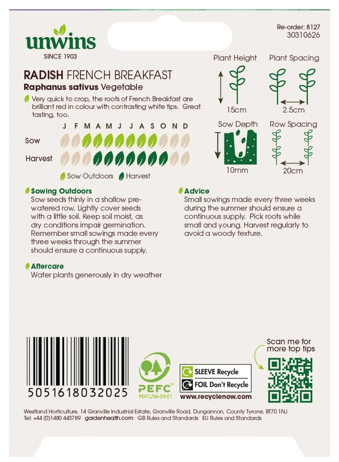 Unwins Radish French Breakfast Seeds