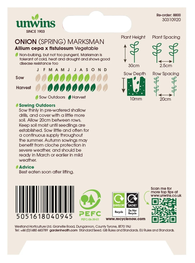 Unwins Spring Onion Marksman Seeds