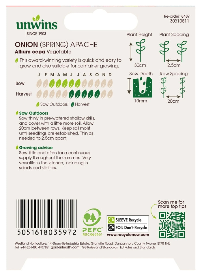 Unwins Spring Onion Apache Seeds