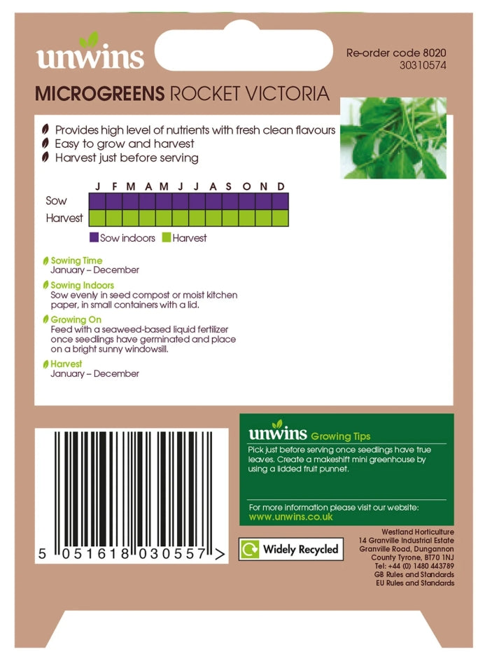 Unwins MicroGreens Rocket Victoria Seeds
