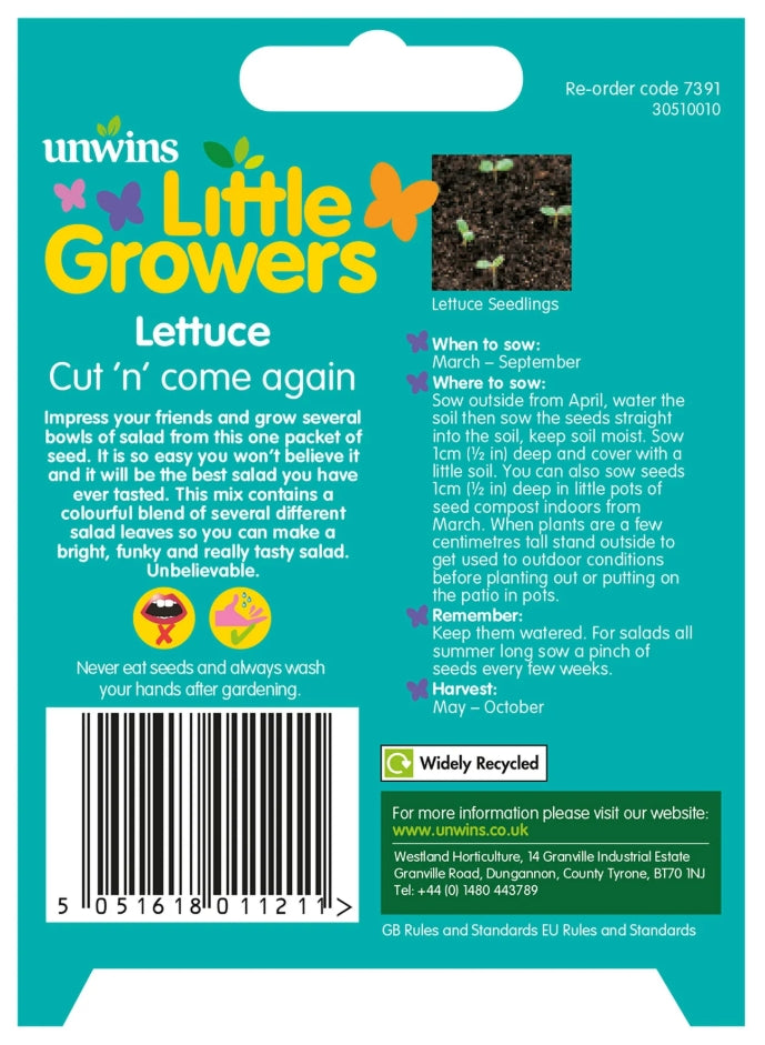 Unwins Little Growers Lettuce Cut n' come again Seeds