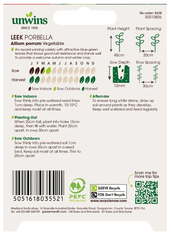 Unwins Leek Porbella Seeds