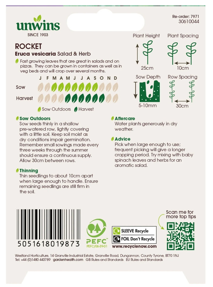 Unwins Organic Rocket Seeds