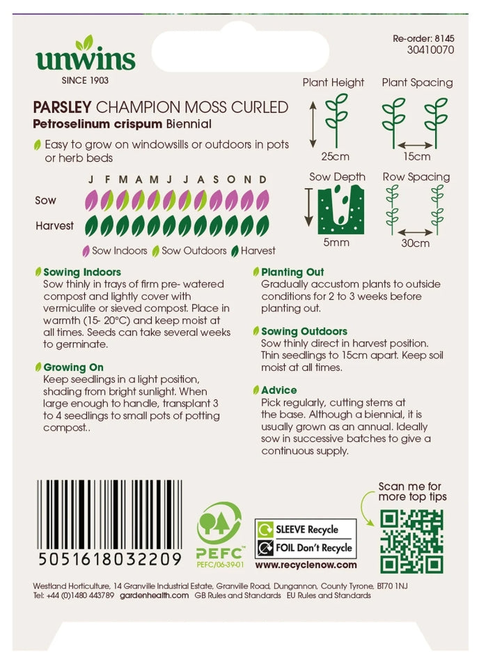 Unwins Parsley Champion Moss Curled Seeds