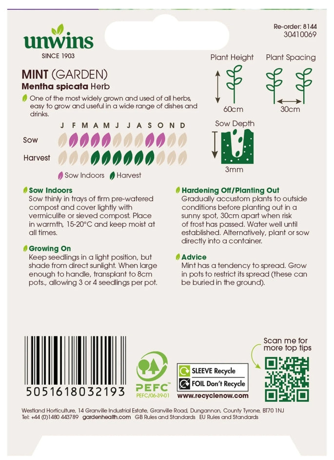 Unwins Garden Mint Seeds
