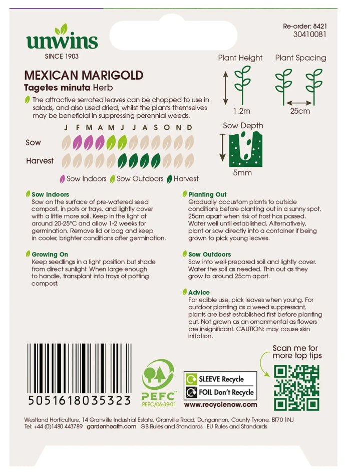 Unwins Mexican Marigold Seeds