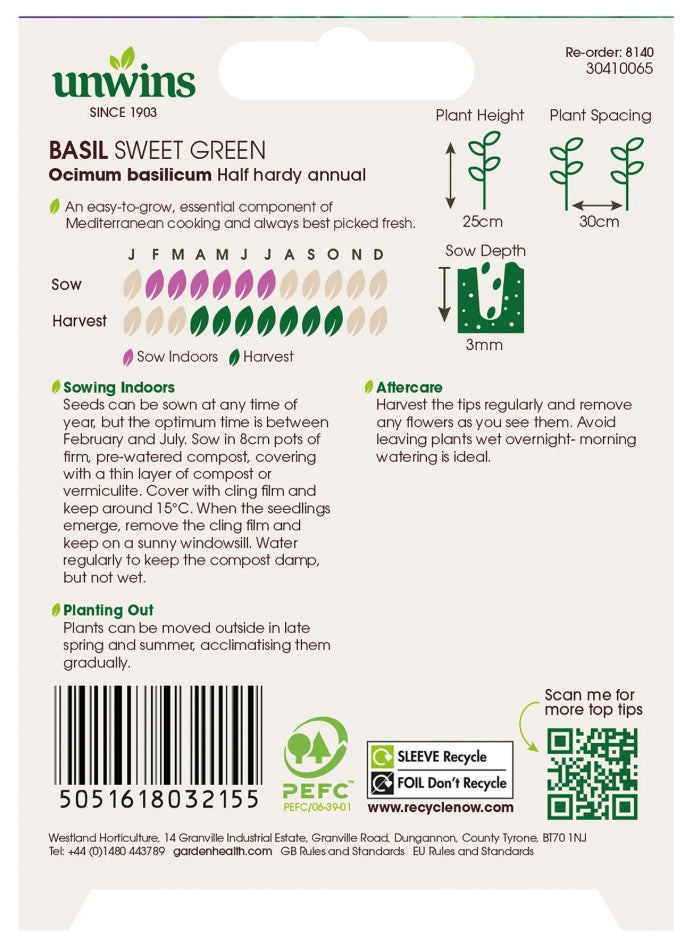 Unwins Basil Sweet Green Seeds