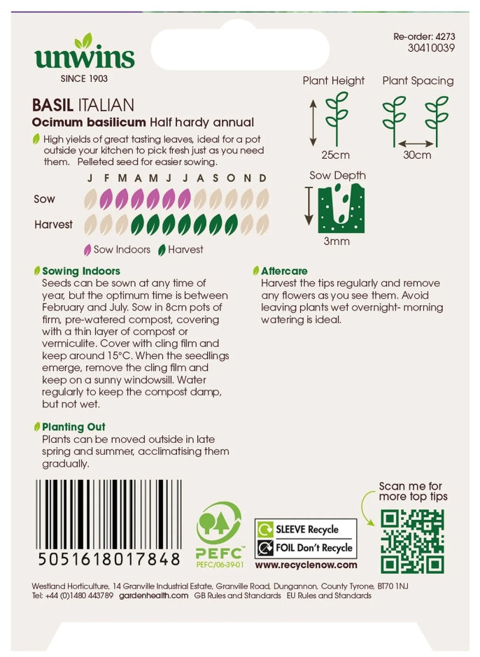 Unwins Basil Italian Seeds