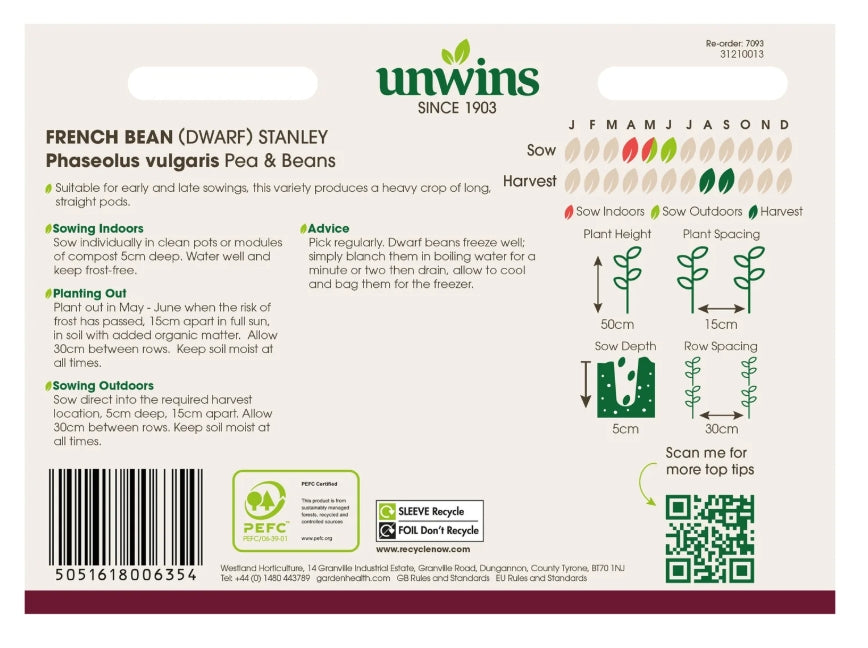 Unwins Dwarf French Bean Stanley Seeds