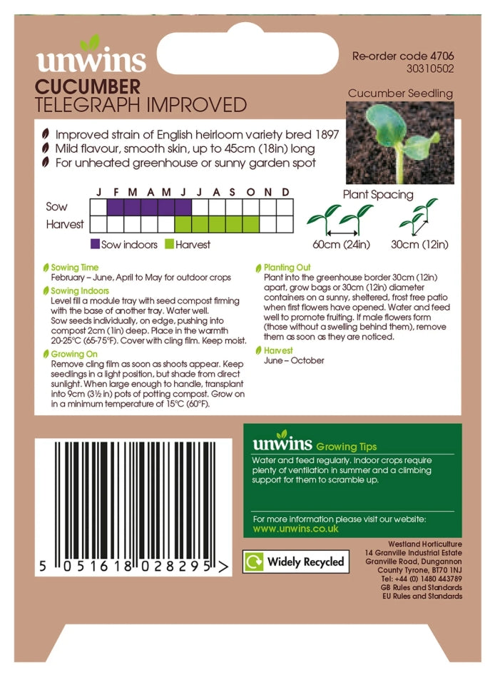 Unwins Cucumber Telegraph Improved Seeds