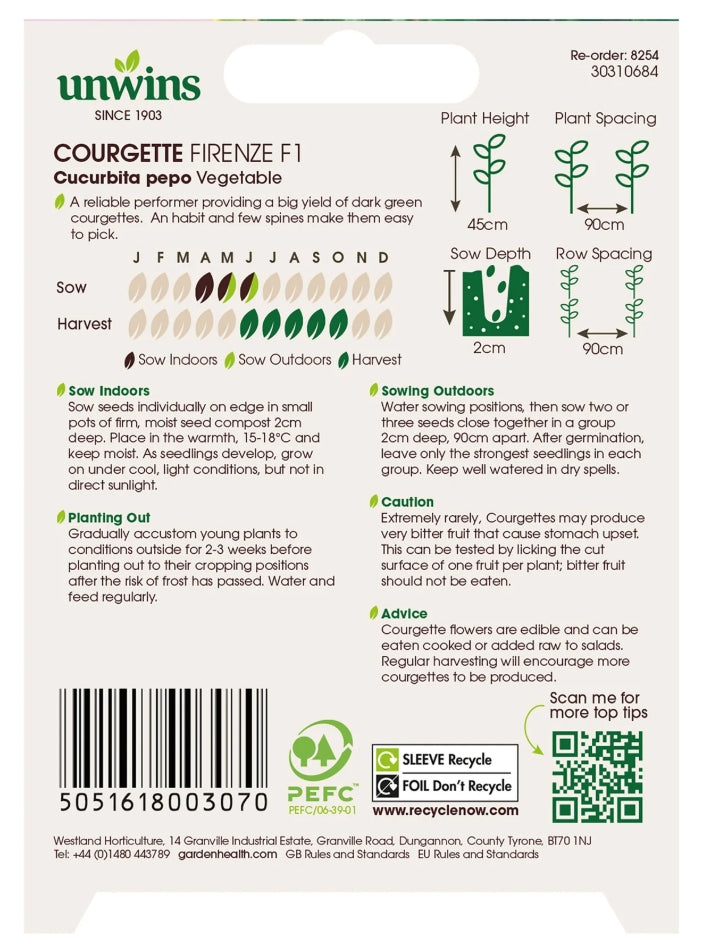 Unwins Courgette Firenze F1 Seeds