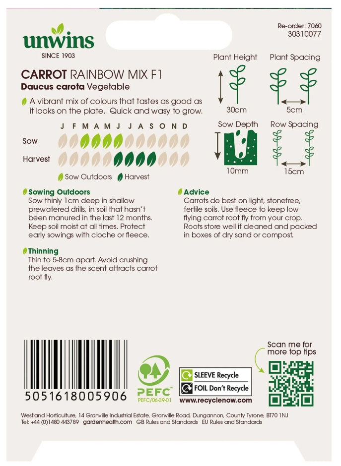 Unwins Carrot Rainbow Mix F1 Seeds
