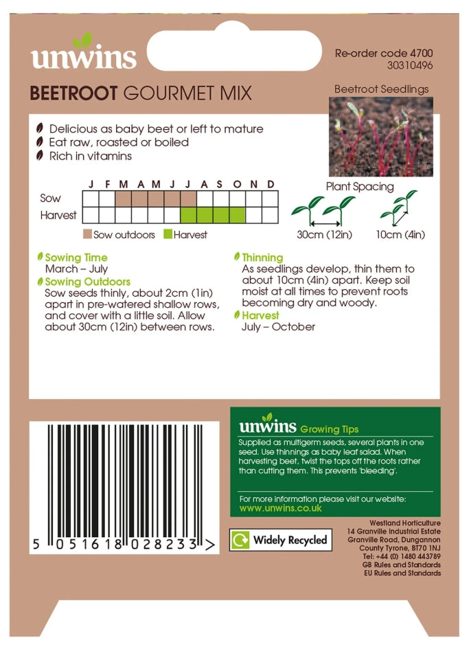 Unwins Round Beetroot Gourmet Mix Seeds