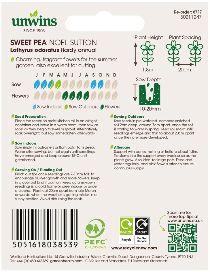 Unwins Sweet Pea Noel Sutton Seeds