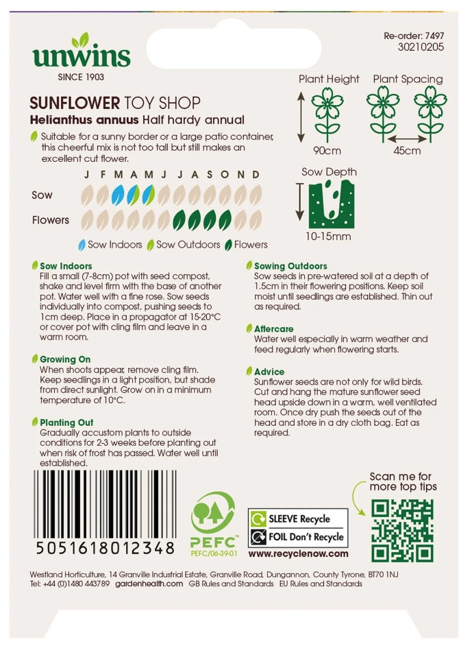 Unwins Sunflower Toy Shop Seeds