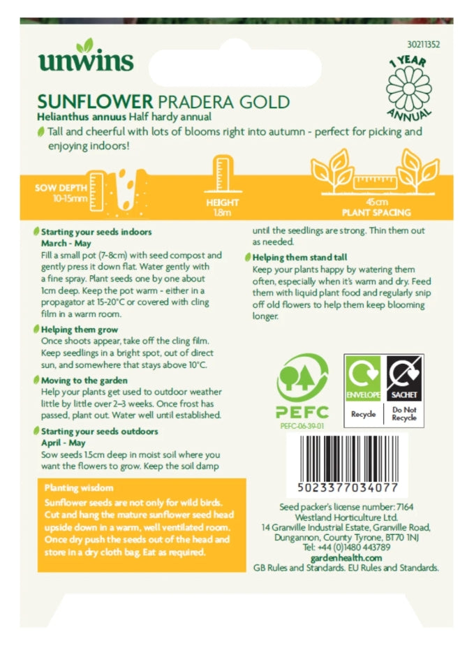 Unwins Easy Wins Sunflower